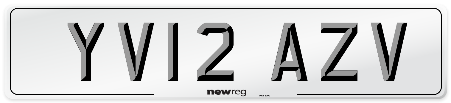 YV12 AZV Number Plate from New Reg